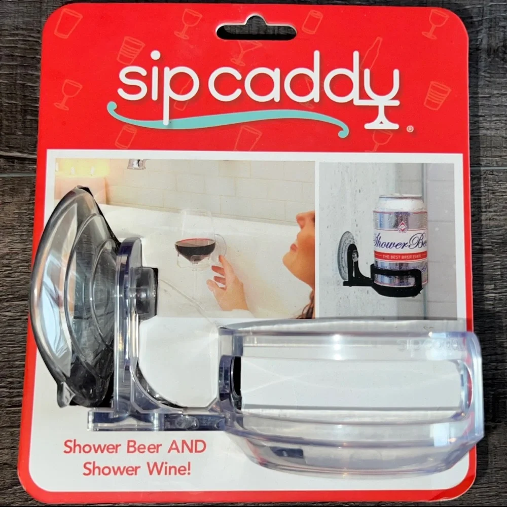 💞 New Sip Caddy Clear Plastic Shower/Bath Drink Holder